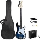 New Professional 4 String GP Glarry Electric Bass Guitar with  20W AMP, Blue