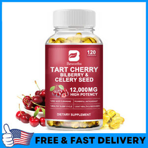 Tart Cherry Extract Capsules with Celery Seed Uric Acid Cleanse Muscle Recovery