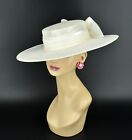 Presale ~M23156 ( Ivory )Medium Flat Brim Sinamay hat for Kentucky Derby Wedding