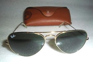 Ray-Ban RB3025 Unisex Polished Gold Frame Green Lens Aviator Sunglasses 55MM