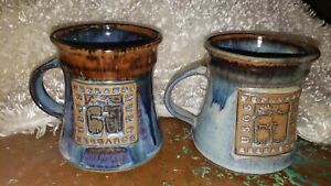 Handcrafted Art Pottery Mug Cobalt Blue With Drip Glaze fundraiser WETLANDS USGS