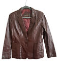 Vintage Womens Sheplers Western Leather Blazer Jacket Size 16 Two Buttons Y2k