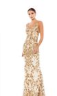 Mac Duggal Size 2 Gold Beaded Embellished Leaf Evening Gown NWT 5107