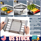 Adjustable Stainless Steel Kitchen Dish Drying Sink Rack Drain Strainer Basket A