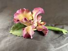 Vintage DEA Porcelain Capodimonte Pink Orchid Flower, Made In Italy
