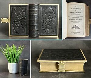 New ListingAntique 1860 Old Bible & Prayer Book Leather Locking Clasp Eyre Spottiswoode