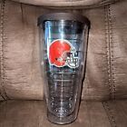 New ListingTERVIS TUMBLER CLEAR WITH BROWNS LOGO AND BROWN LID 24 OZ 8” MADE USA