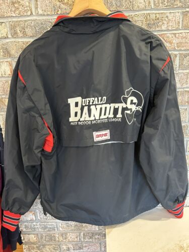 Vintage 90s Buffalo Bandits Brine NLL /MLL 1/4 Zip Warmup Windbreaker Jacket XL