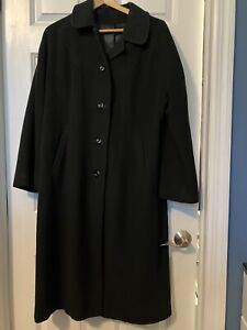 Vintage 100% Cashmere Women's Black Overcoat Trench Coat