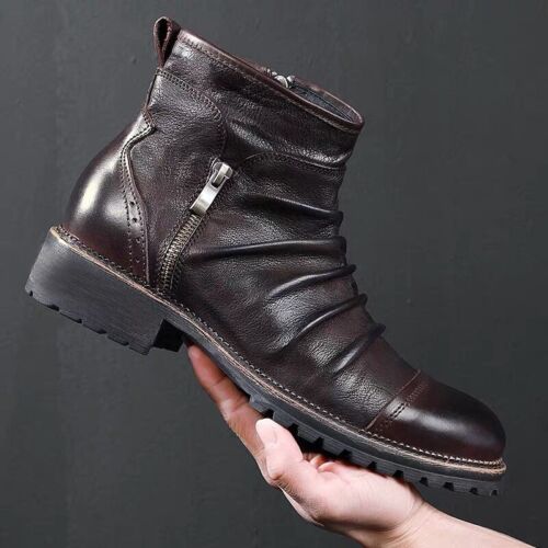 Fashion Men Zip Ankle Boots Casual Round Toe Business Dress Boot Footwear New
