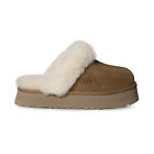 UGG DISQUETTE CHESTNUT SUEDE SHEARLING COMFORT WOMEN'S SLIPPERS SIZE US 8 NEW