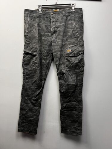 SuperDry Camo Cargo Utility Pants Mens XL Gray Pockets Rugged Goods 38x31.5