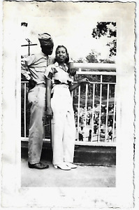 New ListingWWII Young African American Couple~Soldier~Black Military~Vintage Snapshot Photo