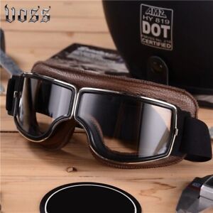 Vintage Goggles Motorcycle Leather Goggles Glasses Cruiser Folding Goggles
