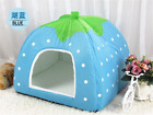 Pet Dog Cat Puppy Tent House Kennel Indoor Bed with Removable Cushion Strawberry