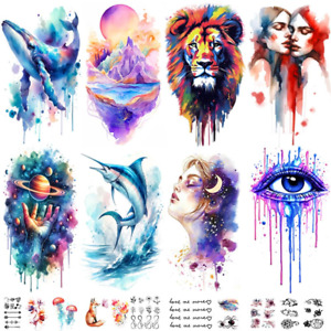 New Listing20+ Pcs Watercolor Tattoo Sleeve Temporary Tattoos Large Sleeve Tattoo for Kids