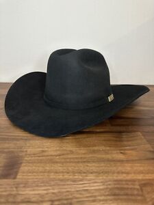 Stetson La Plata Cowboy Hat - Black Ostrich Sweatband Vintage 7 5/8 USA Read