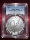 2021 $1 American Silver Eagle PCGS MS69 Type 2 First Production Blue Label