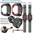For Apple Watch Series 8/7/6/5/4/SE Silicone Rugged Case with Band Strap 41/45mm