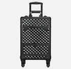 Aluminum Cosmetic Case Professional Trolley Makeup Train Case with Drawer Black