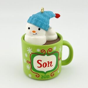 SON | 2011 Hallmark Keepsake Ornament, Marshmallow Snowman In Mug Of Hot Cocoa