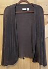 Chicos Travelers Brown Slinky Open Front Stretch Cardigan Size 3- XL