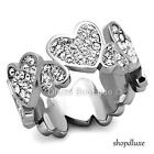 Women's Silver Stainless Steel CZ Eternity Heart Promise Fashion Ring Size 5-10