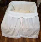 Pink Roses on White Bassinet Cover Lace Trim and Mattress Cover Vintage