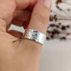 925 Sterling Silver Handmade 9mm Hammered Band Ring Women Simple Band Ring All