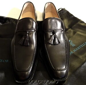 NEW $900 SUTOR MANTELLASSI ITALY 10 D TAssel loafers SHOES w ORIGINAL SHOE BAGS