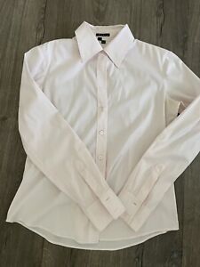 Theory Women's Larissa Luxe Light Pink Cotton Button Up Shirt Size S