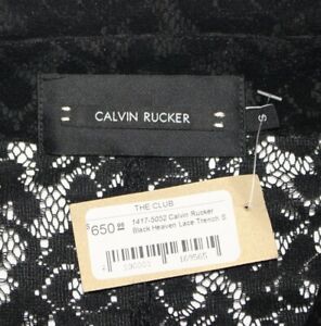 New $650 Calvin Rucker Black Heaven Lace Trench Coat Jacket Women's SMALL S