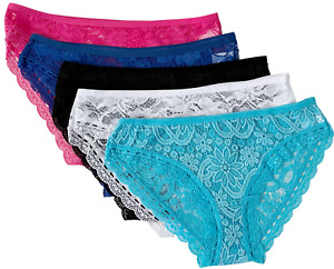 LOT Sexy 5 Women Bikini Panties Brief Floral Lace Cotton Underwear (#6869)