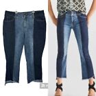 Cabi Women’s High Low Crop Jeans Raw Hem Size 18 Blue Ribbon Wash #6281 Cotton