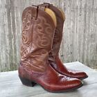 VINTAGE NOCONA LIZARD Skin Cowboy Boots Men 10.5 D Brown Leather EXOTIC Western