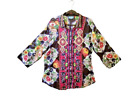 ANTICA SARTORIA by GIACOMO CINQUE Button Up Top Sz XL Colorful Beaded Boho