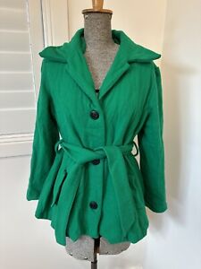 Vintage Handmade Green Wool Coat With Matching Belt Size 12 M