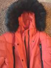 Xersion Winter Very Warm Women's Red Fur Trimmed Hooded Puffer Jacket Coat Sz M