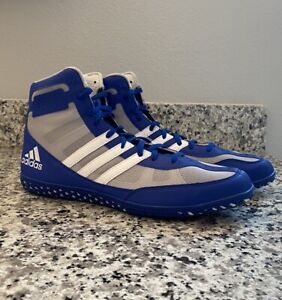 Adidas Men's Blue/Gray/White Mat Wizard 3 Wrestling Shoes Size 10