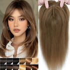 Clip in Human 100% Virgin Hair Topper Hairpiece Silk Base Women Toupee/Wig 6-18