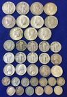 US Mixed Silver Coin Lot, Barber, Mercury, Walking, Roosevelt, Kennedy, Franklin