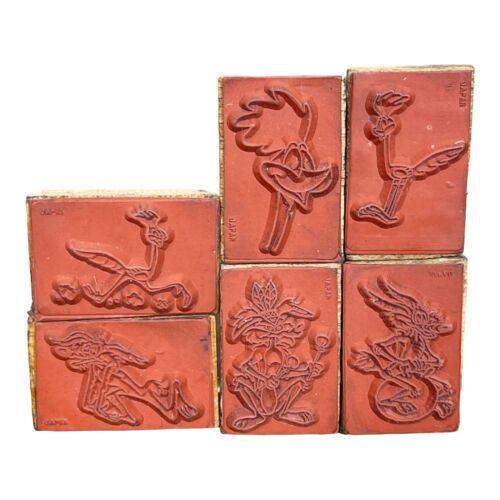 RARE Japan Rubber Stamp Looney Tunes Wile E Coyote & Road Runner Indian Chase