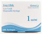 Easy Glide 1ml / 1cc Luer Lock Sterile Syringe (No Needle) - Box of 100