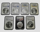 New ListingLot of 7 $1 Silver Eagle Coins NGC 1987-2022