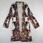 Chico’s Long Open Front Cardigan Sweater Duster Size Large (Chico's 2) Paisley
