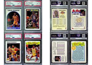 4 Card Lot: PSA Graded MAGIC JOHNSON 1989 1992 1991 HOOPS TOPPS GOLD