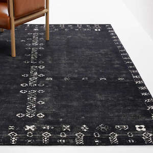 New Erria Black Area Rug Handmade Tufted 100% Woolen Area Rugs & Carpet