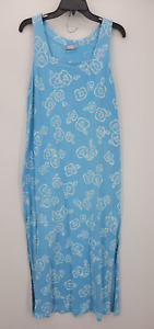 Fresh Produce Dress Womens Large Blue Floral Sleeveless Maxi Boho O Happy Day