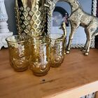 Vintage Set 5 Anchor Hocking Glass Honey Gold Amber Heritage Hill Tumbler Cups