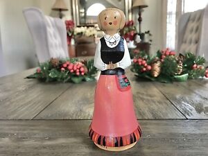 WOODEN Finnish Doll Small Collectible Toy Figurine Finland Vintage Costume Decor